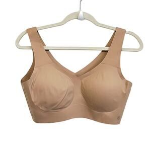 HoneyLove Softfoam V Neck Bra Size XL Tan Lightly Padded Wireless Smooth Comfort